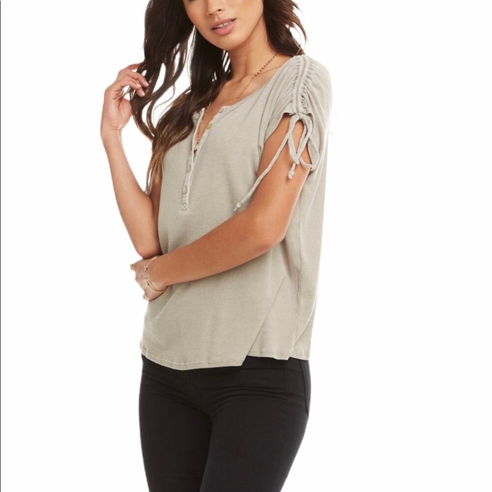 Chaser Ribbed Cinched Shoulder Dolman Henley